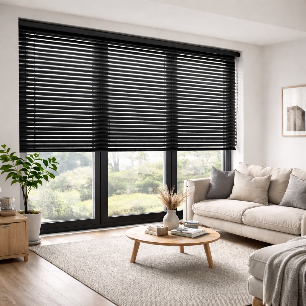 zaluzje czarne 50 mm